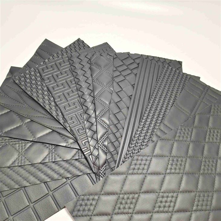 Black Patterned PVC Leather For Car Seat Handbag Book Cover Shoe & Packaging Decorative Use Durable Fabric Product