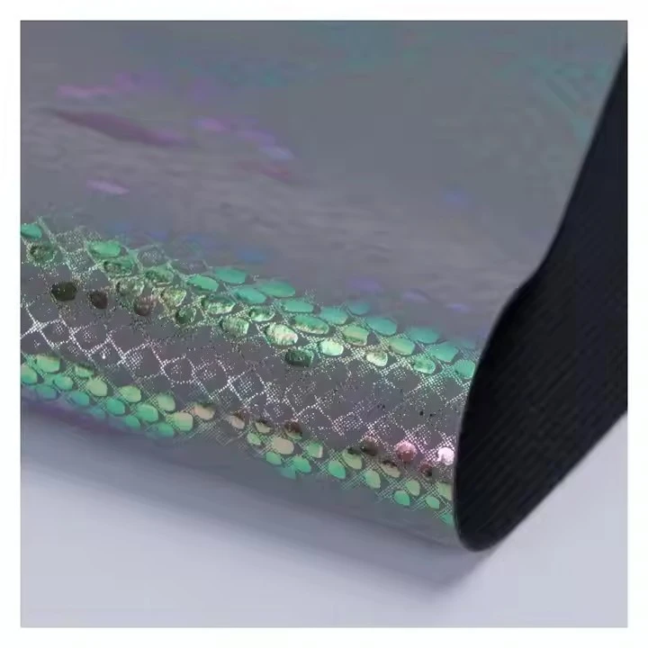 Metallic Foil Python Faux Leather Synthetic Snake Skin Leather Pu Synthetic Leather For Handbags